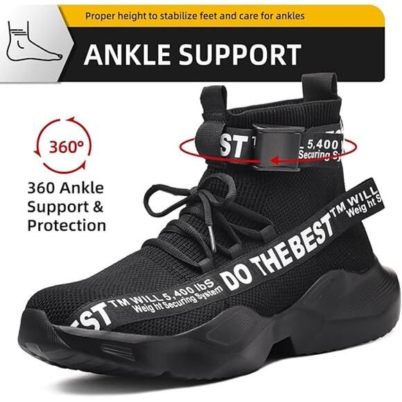 Furuian Mens Size 9.5 Black Sneakers Steel Toe Lace Up Construction Work Shoes main image 11